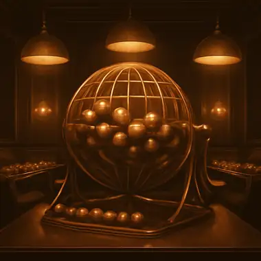 The Bingo Spot: Bingozaal met gouden ballen en rode lampen.